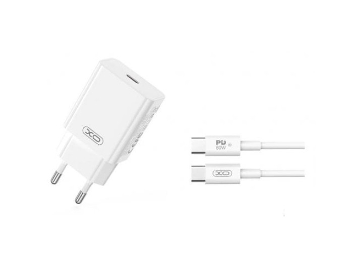 Мережеве зарядний пристрій XO L126 (USB-C/PD20W) Fast Charging Charger з кабелем Type-C (Білий / White)