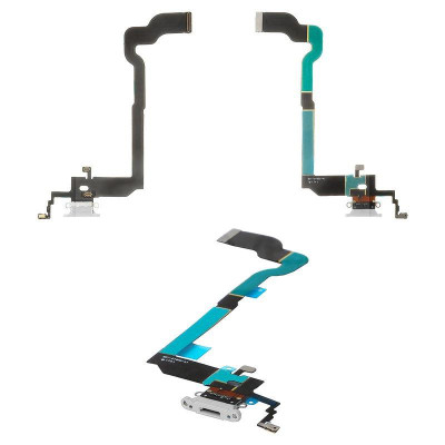 Шлейф для iPhone X, конектора навушників, конектора зарядки, Білий