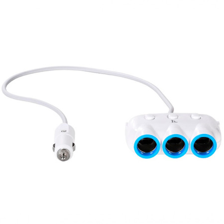 Автомобильный разветвитель HOCO C1 + 2USB, (Белый / White)