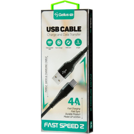Кабель USB Gelius Pro Fast Speed 2 GP-UC05c Type-C Black