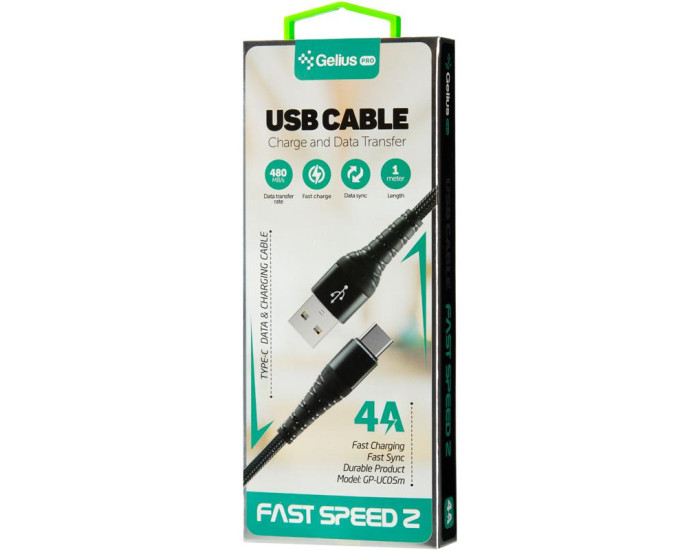 Кабель USB Gelius Pro Fast Speed 2 USB to Type-C Black (GP-UC05c)