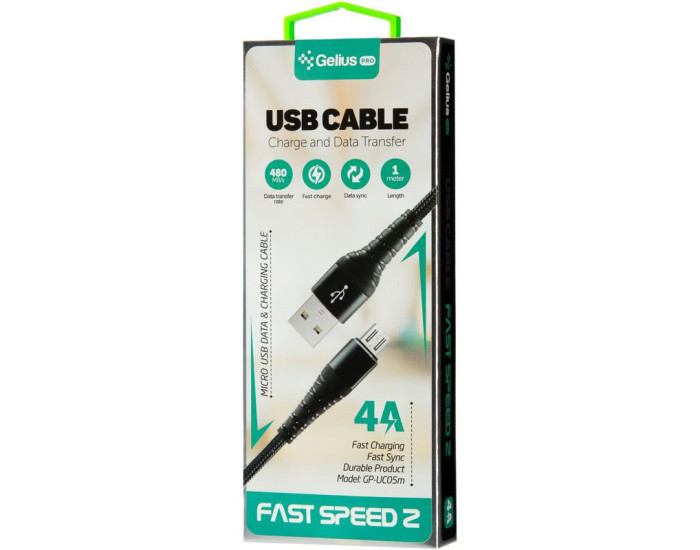 Кабель USB Gelius Pro Fast Speed 2 USB to Micro (GP-UC05m) Black