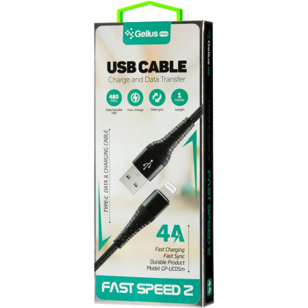 Кабель USB Gelius Pro Fast Speed 2 GP-UC05i Lightning Black