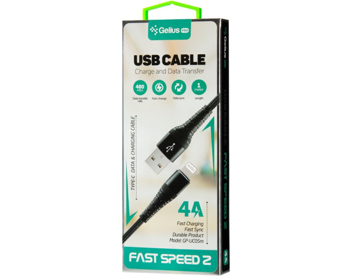 Кабель USB Gelius Pro Fast Speed 2 USB to Lightning (GP-UC05i) Black