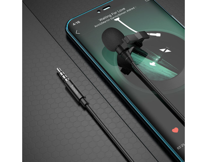Мікрофон Петличний Hoco L14 (3.5mm/2m) Black