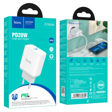 Сетевое зарядное устройство Hoco C104A Stage (1USB-C/PD20W) White (Класс B)
