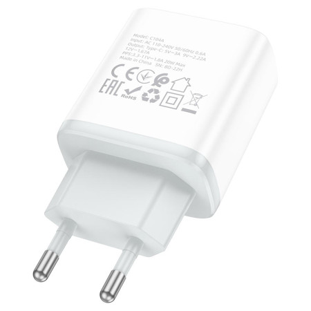 Сетевое зарядное устройство Hoco C104A Stage (1USB-C/PD20W) White (Класс B)