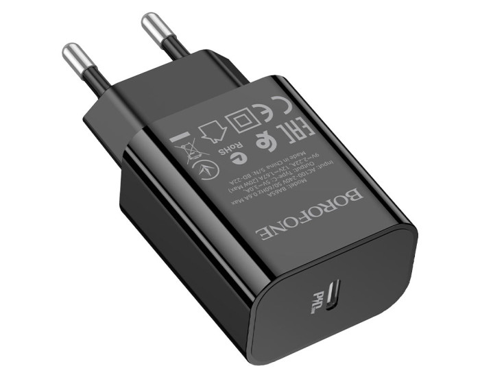Мережеве зарядний пристрій Borofone BA65A Single port (PD20W) чорний