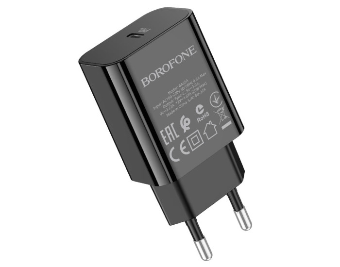 Мережеве зарядний пристрій Borofone BA65A Single port (PD20W) чорний