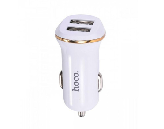 Автомобильное зарядное устройство Hoco Z1 с кабелем Micro (2USB, 2.1A) White