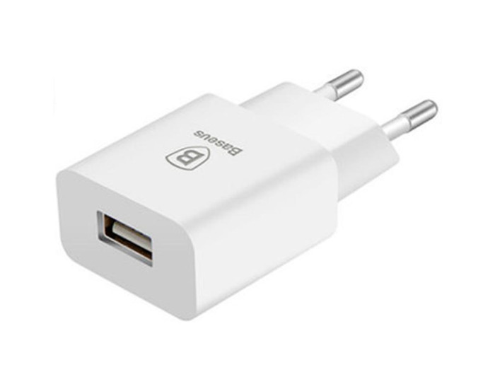 Мережеве зарядний пристрій Baseus Letour EU (1USB,2.1A) White