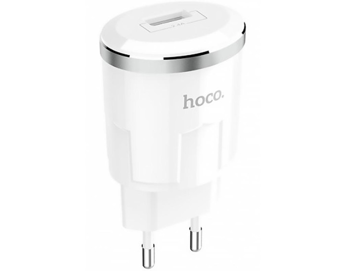 Мережеве зарядний пристрій Hoco C37A (1USB,2.4A) (Білий / White)