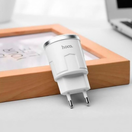 Сетевое зарядное устройство Hoco C37A (1USB,2.4A) (Белый / White)