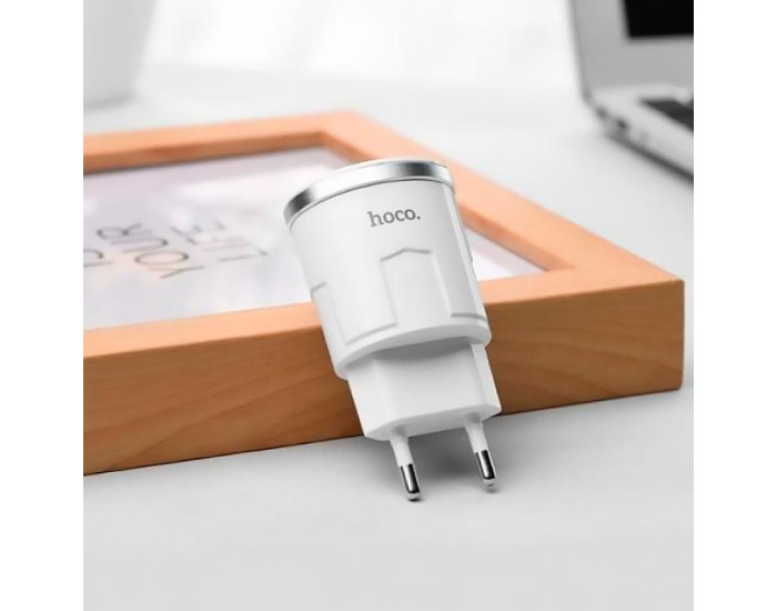 Мережеве зарядний пристрій Hoco C37A (1USB,2.4A) (Білий / White)