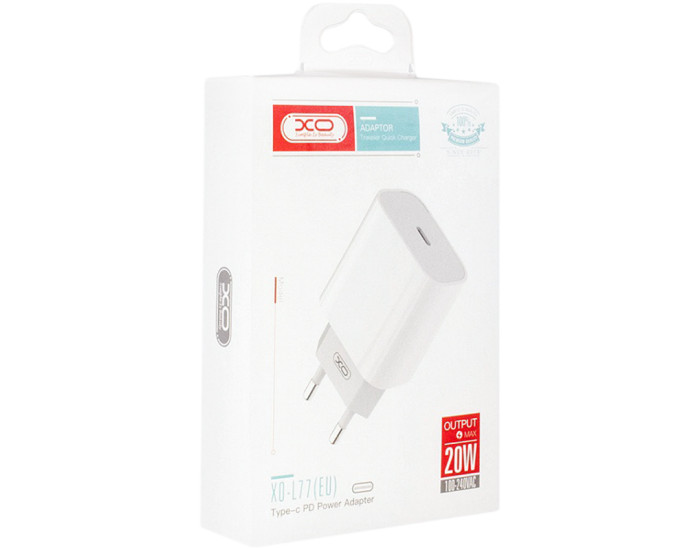 Мережеве зарядний пристрій XO L77 (1Type-C/20W) White