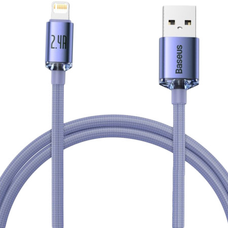 Кабель USB Baseus Crystal Shine Lightning (2.4A/1.2m) (CAJY000005) Purple