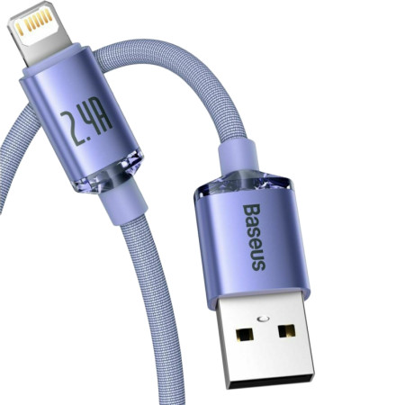 Кабель USB Baseus Crystal Shine Lightning (2.4A/1.2m) (CAJY000005) Purple