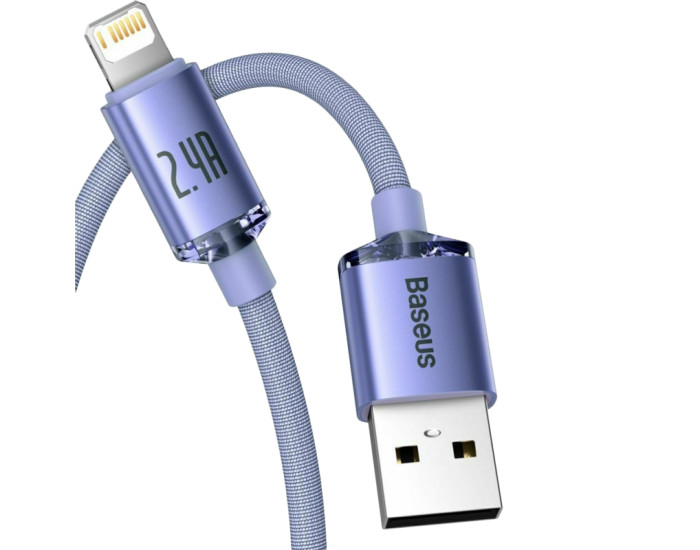 Кабель USB Baseus Crystal Shine USB to Lightning (2.4A/1.2m) Purple (CAJY000005)