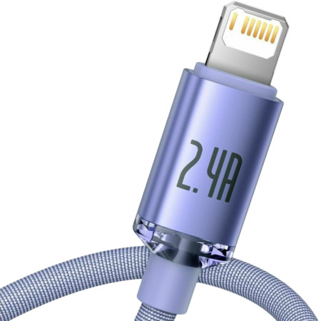 Кабель USB Baseus Crystal Shine Lightning (2.4A/1.2m) (CAJY000005) Purple