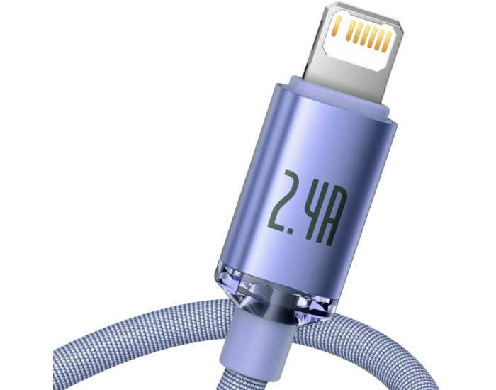 Кабель USB Baseus Crystal Shine USB to Lightning (2.4A/1.2m) Purple (CAJY000005)