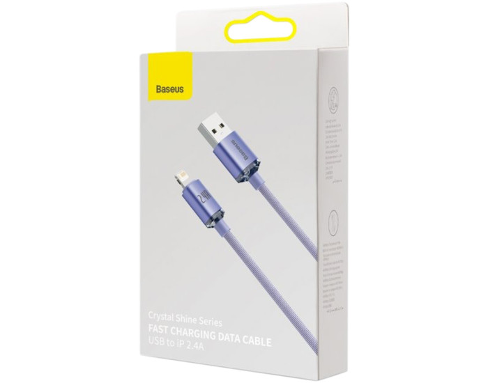 Кабель USB Baseus Crystal Shine USB to Lightning (2.4A/1.2m) Purple (CAJY000005)