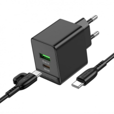 Сетевое зарядное устройство Borofone BAS14A Erudite (PD20W+QC3.0) Type-C to Type-C Черный