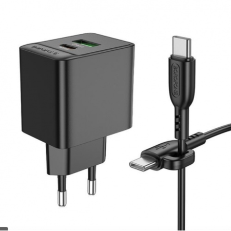 Сетевое зарядное устройство Borofone BAS14A Erudite (PD20W+QC3.0) Type-C to Type-C Черный