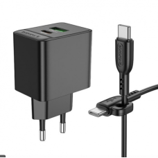 Мережеве зарядний пристрій Borofone BAS14A Erudite (PD20W+QC3.0) Type-C to Type-C чорний