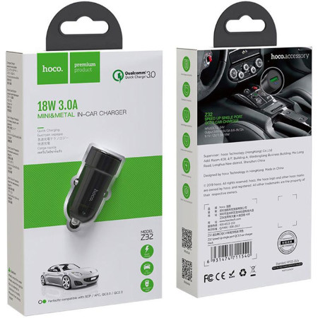 Автомобильное зарядное устройство Hoco Z32A 1USB, 4A Black
