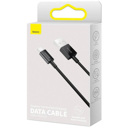 Кабель USB Baseus Superior Series MicroUSB (2A/1m) (CAMYS-01) Black (Класс А)