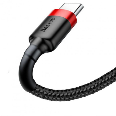 Кабель USB Baseus Cafule Type-C (CATKLF-B91) (1m) (Black/Red) (Класс А)