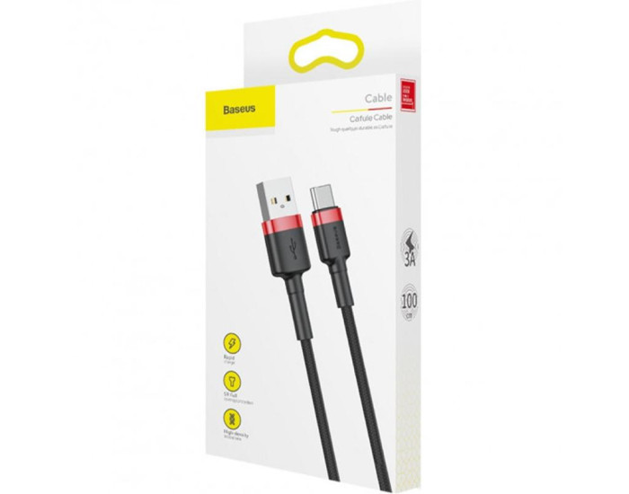 Кабель USB Baseus Cafule USB to Type-C (1m) Black/Red (CATKLF-B91)