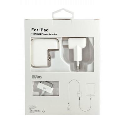 Сетевое зарядное устройство Apple iPad 2/3/4 с кабелем 30-pin (Белый / White)