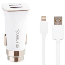 Автомобільне зарядний пристрій Gelius Pro Apollo (GP-CC01, 2USB, 3.1A) з кабелем iPhone X White