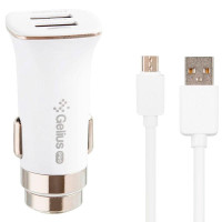 Автомобильное зарядное устройство Gelius Pro Apollo GP-CC01, 2USB, 3.1A с кабелем MicroUSB White