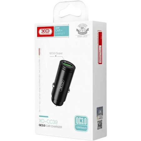 Автомобильное зарядное устройство XO CC39 (1USB QC3.0 18W) Black
