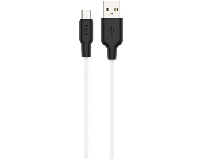 Кабель USB Hoco X21 Silicone USB to Micro (2.4A/1m) Black/White 