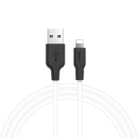 Кабель Hoco X21 Plus Silicone Lightning (1m) (Черный / Белый) (Класс B)