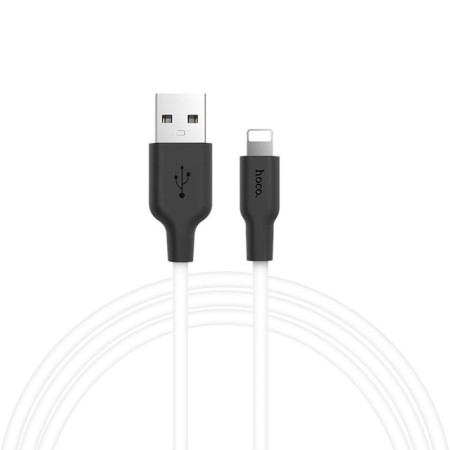 Кабель Hoco X21 Plus Silicone Lightning (1m) (Черный / Белый) (Класс C)