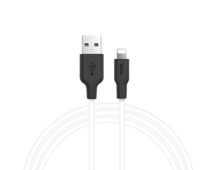 Кабель UBS Hoco X21 Plus Silicone USB to Lightning (2.4A/1m) чорний/білий