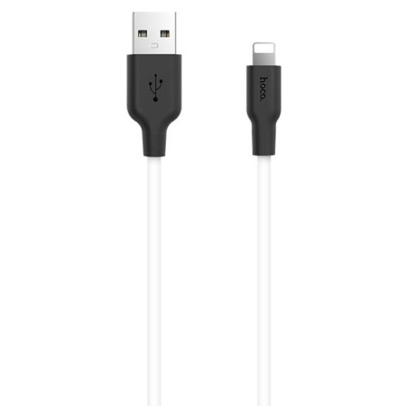Кабель Hoco X21 Plus Silicone Lightning (1m) (Черный / Белый) (Класс C)