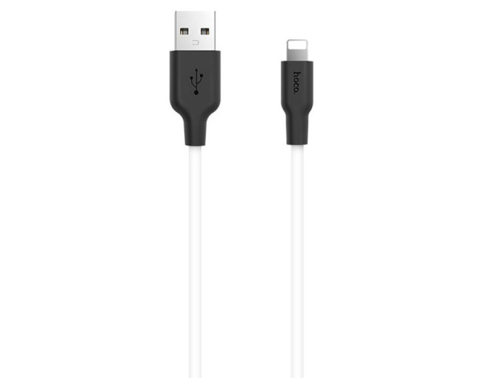 Кабель UBS Hoco X21 Plus Silicone USB to Lightning (2.4A/1m) чорний/білий