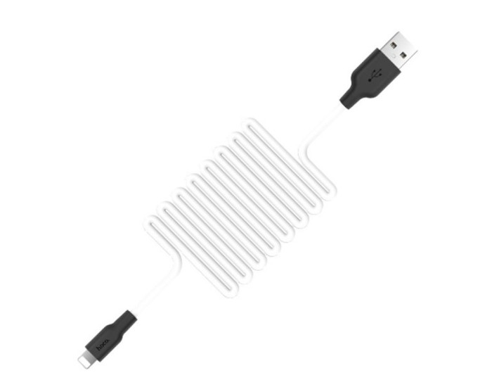 Кабель UBS Hoco X21 Plus Silicone USB to Lightning (2.4A/1m) чорний/білий