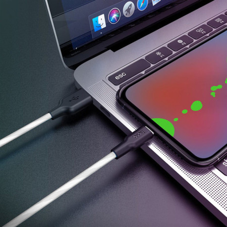 Кабель Hoco X21 Plus Silicone Lightning (1m) (Черный / Белый) (Класс C)