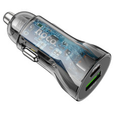 Автомобільне зарядний пристрій Hoco Z47A Transparent Discovery Edition (1PDout/1USB/QC/PD30W/3A) Black