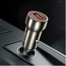 Автомобильное зарядное устройство Hoco Blue shield (Z46A)(1USB/18W/QC3.0) с кабелем Micro Metal Gray