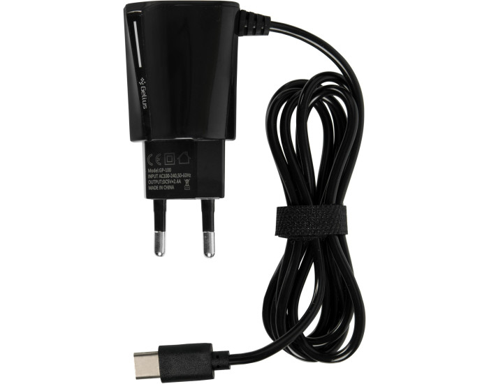 Мережеве зарядний пристрій Gelius Pro Edition Auto ID 2USB з кабелем Type-C 2.4A (Чорний  Black)