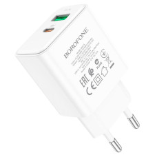 Мережеве зарядний Borofone ba67a (PD20W + QC3.0) WHITE