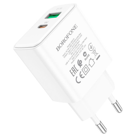 Сетевое зарядное Borofone ba67a (PD20W + QC3.0) WHITE