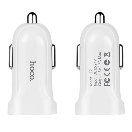 Автомобильное зарядное устройство Hoco Z2 с кабелем Micro (1USB,1.5A), White
